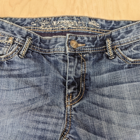 Express, Thick Stitch, Distressed, Boot Cut Jeans, Women's (12R) - Picture 4 of 12